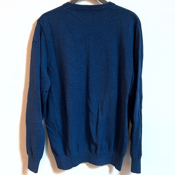 L.L. Bean Men’s V Neck Cashmere Cotton Long Sleeve Sweater Blue Medium Knit - Picture 3 of 6